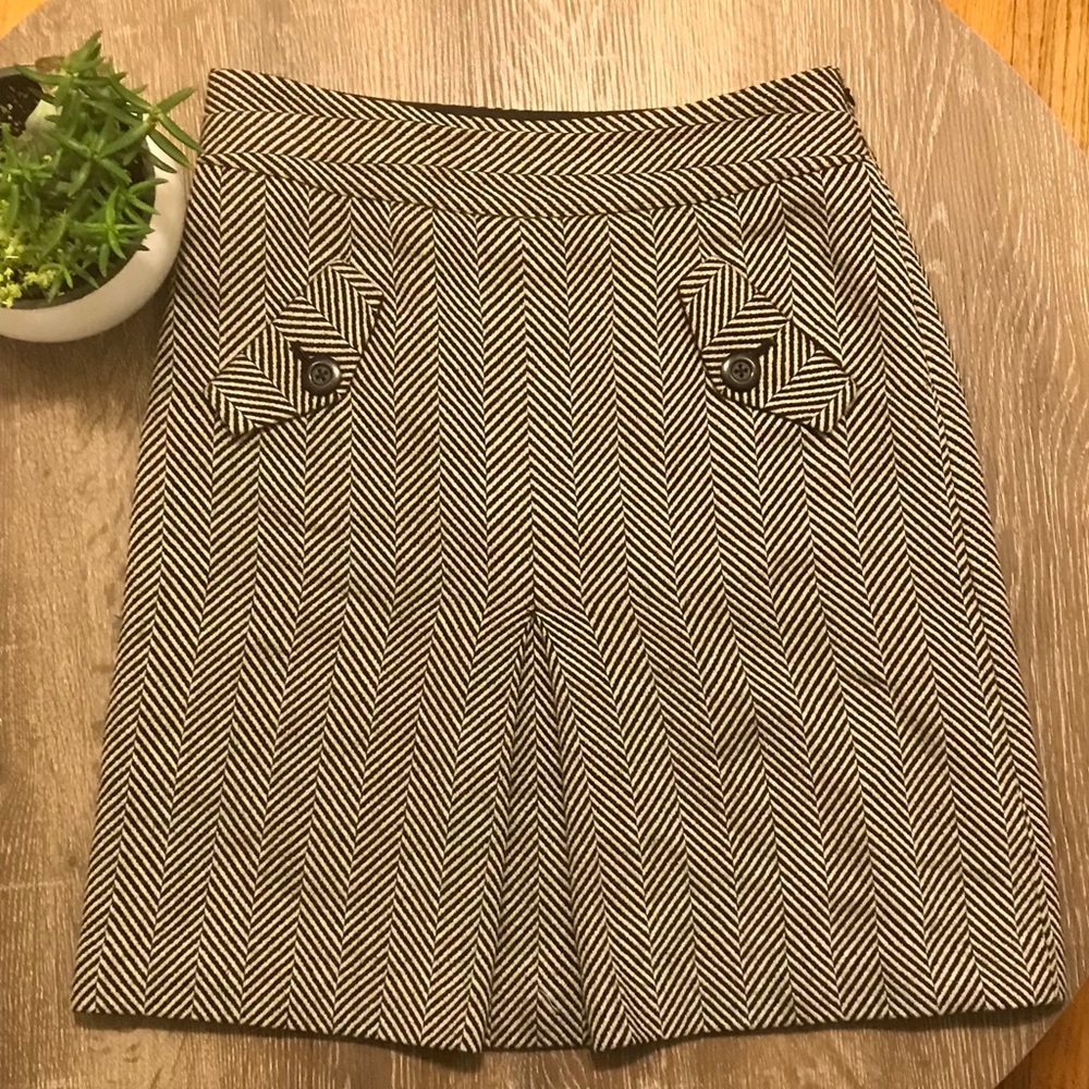 Ann Taylor Loft Striped Black and White Skirt